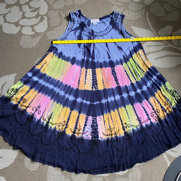 JUST CRUISING Hippie Dress 100% Rayon Tie Dye Hippie Dress Made In India - Picture 6 of 9